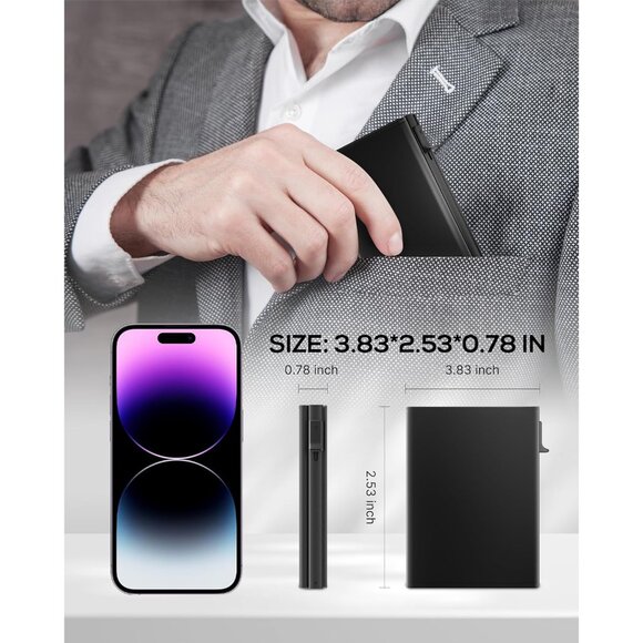 Mens Wallet Card Holder - Smart Wallet for Men, Pop Up Card Case, Top Grain Leat - Picture 7 of 9